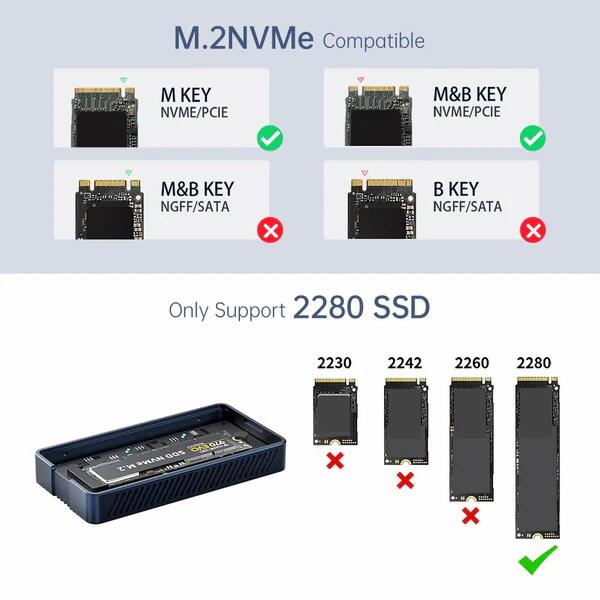 Acasis 40Gbps M.2 NVMe SSD Enclosure – Thunderbolt 3/4 & USB 4 – Tool-Free Design (With/Without Fan Option)
