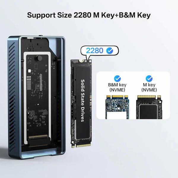 Acasis 40Gbps M.2 NVMe SSD Enclosure – Thunderbolt 3/4 & USB 4 – Tool-Free Design (With/Without Fan Option)
