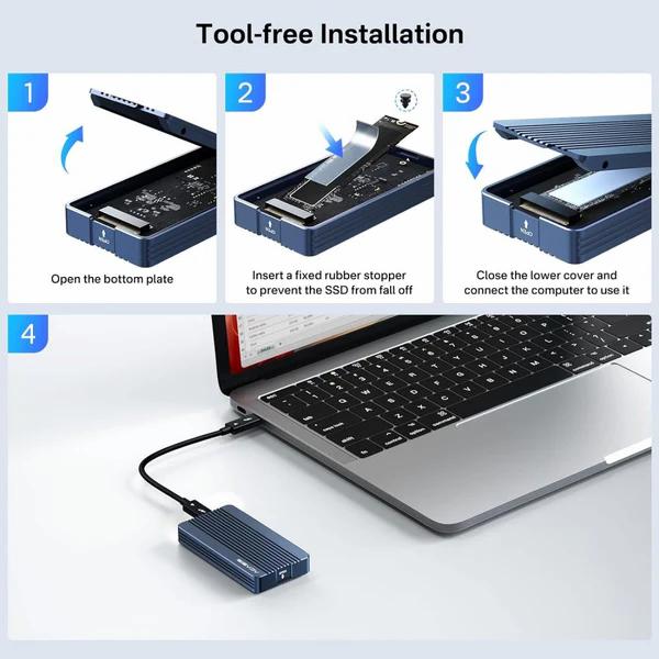 Acasis 40Gbps M.2 NVMe SSD Enclosure – Thunderbolt 3/4 & USB 4 – Tool-Free Design (With/Without Fan Option)