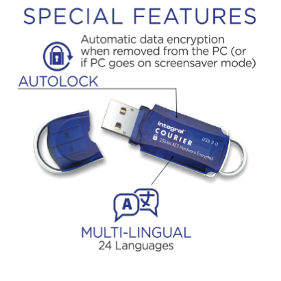 Integral Courier Flash Drive Fips 197 Encrypted USB 3.0