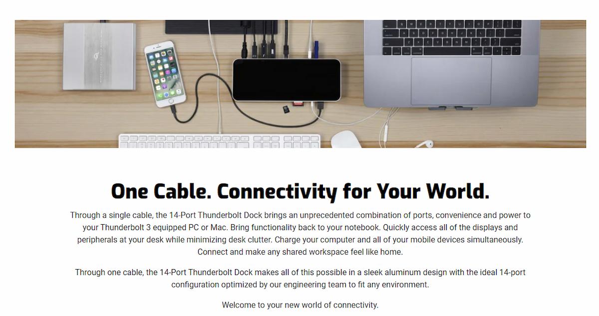 OWC 14-Port Thunderbolt 3 Dock with UK power cable Space Gray