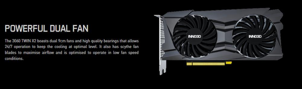 INNO3D GeForce RTX 3060 Twin X2 12GB GDDR6 Graphics Card - Ray Tracing, DLSS, Dual Fan Cooling
