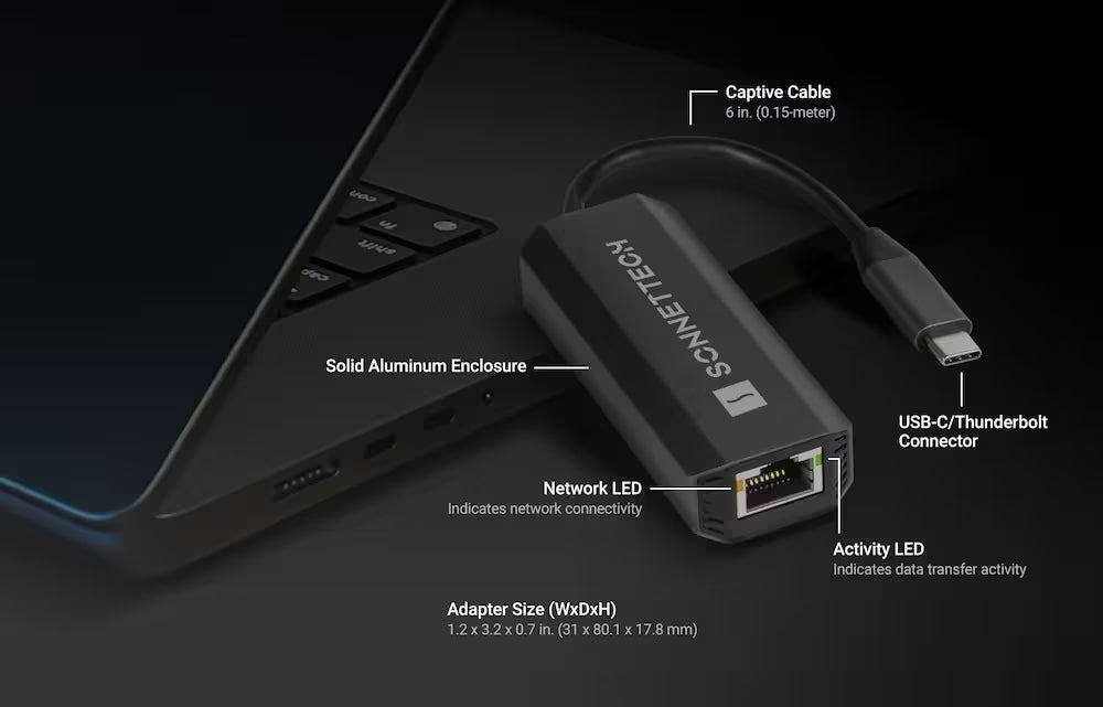 Sonnet Solo5G 5-Gigabit USB-C Ethernet Adapter for Mac, Windows, Linux