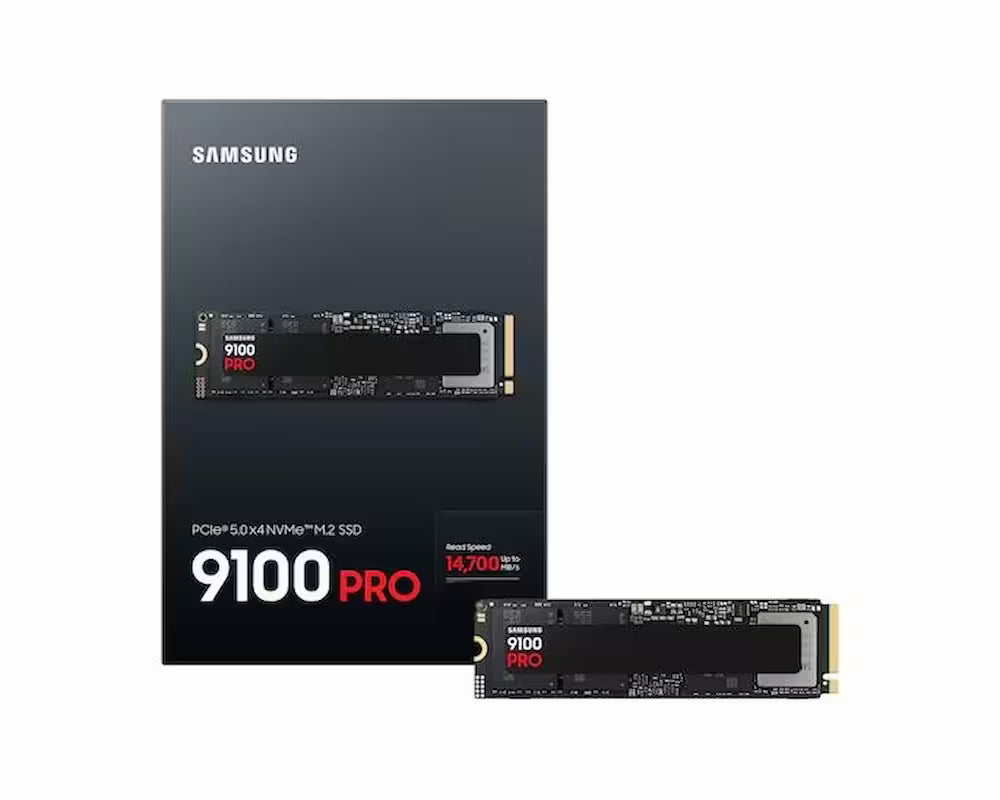 Samsung 9100 PRO PCIe 5.0 NVMe SSD – Up to 14,800MB/s, Gen5, 1–8TB