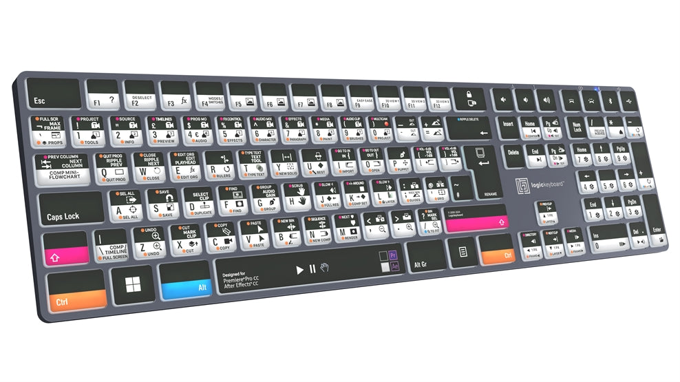 Logickeyboard TITAN Adobe Filmmaker PC keyboard - angled view