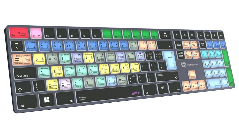 Logickeyboard TITAN Sibelius Windows keyboard - angled view