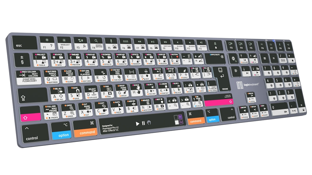 Logickeyboard TITAN Adobe Filmmaker Mac keyboard - side profile