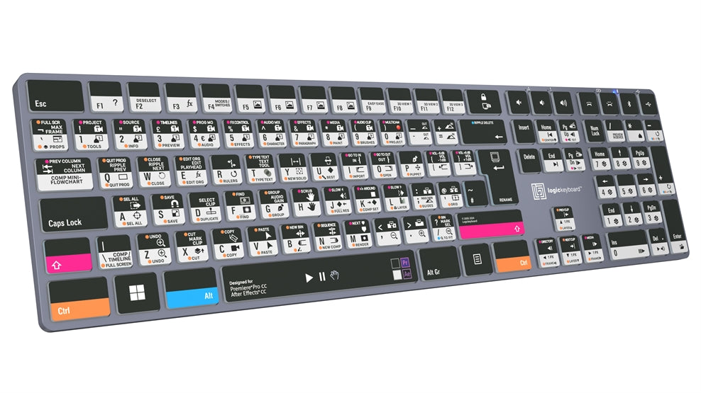 Logickeyboard TITAN Adobe Filmmaker PC keyboard - side profile