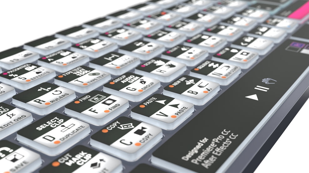 Logickeyboard TITAN Adobe Filmmaker PC keyboard - backlit keys detail