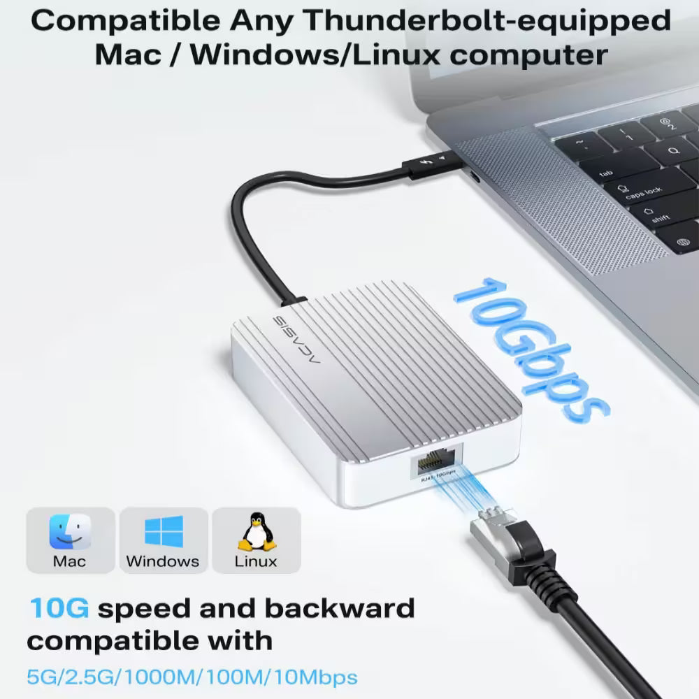 Acasis USB4/Thunderbolt 4-3 to 10GbE Adapter – High-Speed Ethernet