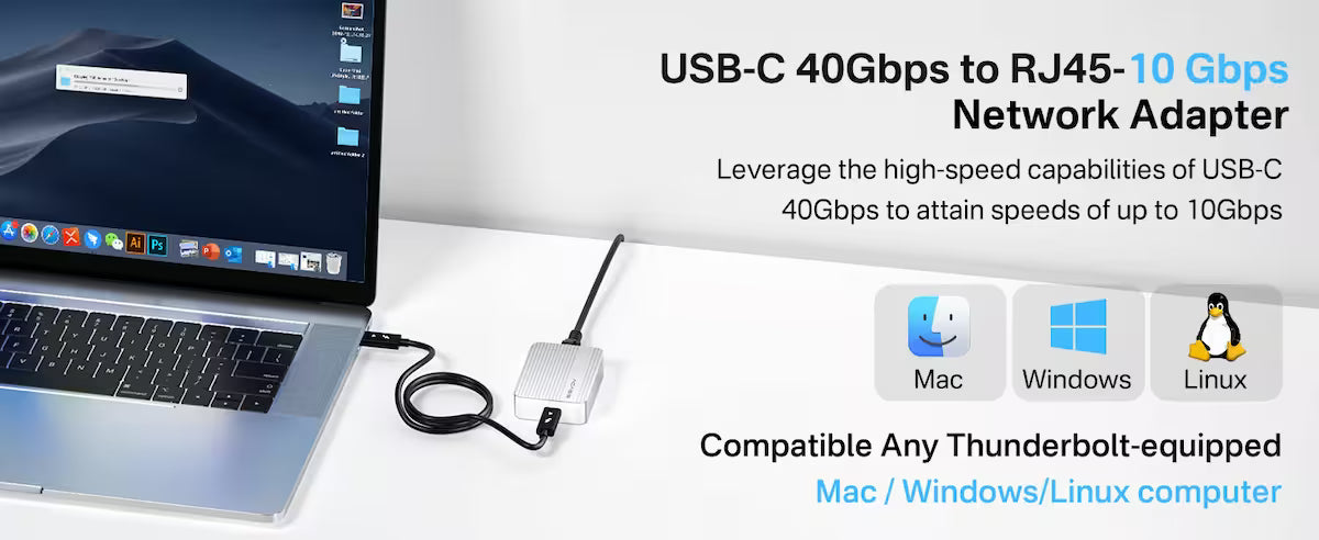 Acasis USB4/Thunderbolt 4-3 to 10GbE Adapter – High-Speed Ethernet