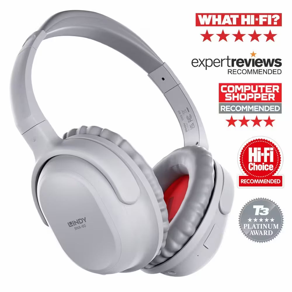 Lindy BNX-60 Wireless Active Noise Cancelling Headphones – aptX (Cool Grey / Matt Black)