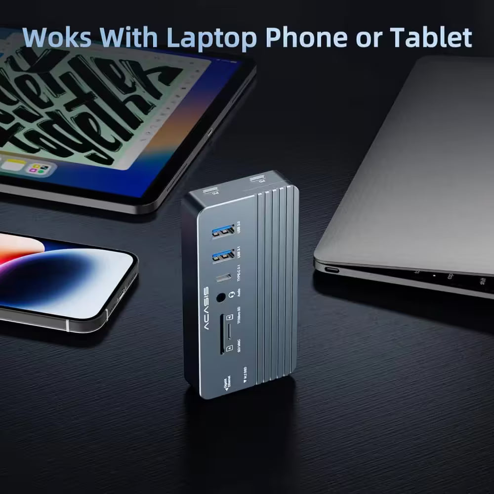 Acasis 10-in-1 USB-C Hub with NVMe SSD Enclosure – Portable Docking Station