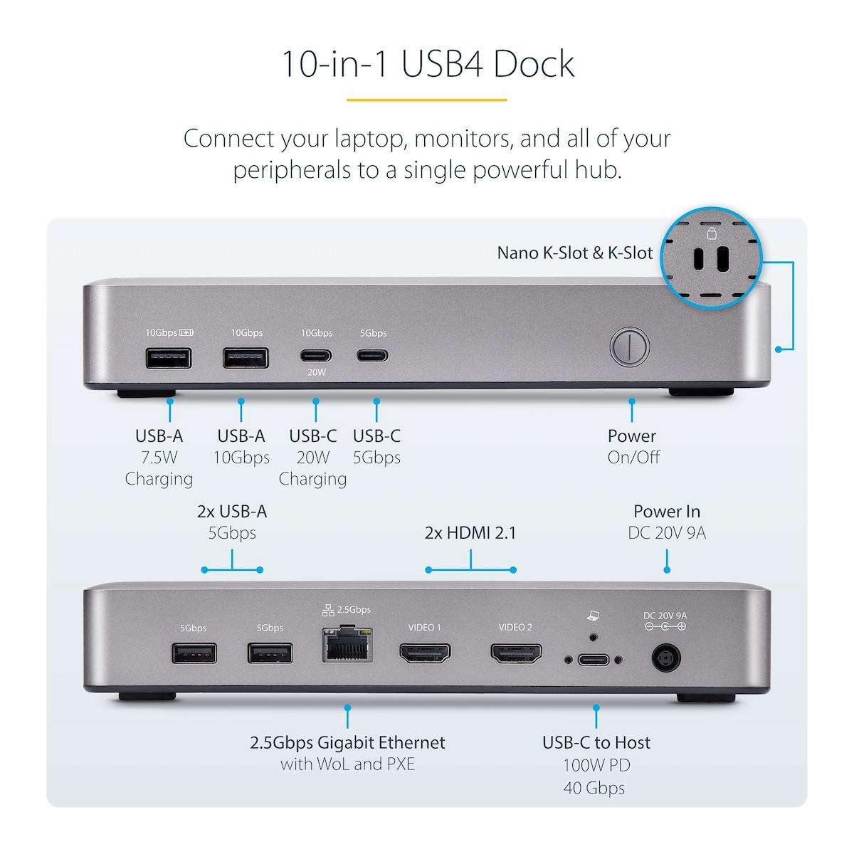 StarTech USB4 Docking Station - Universal Compatibility for USB-C and Thunderbolt devices