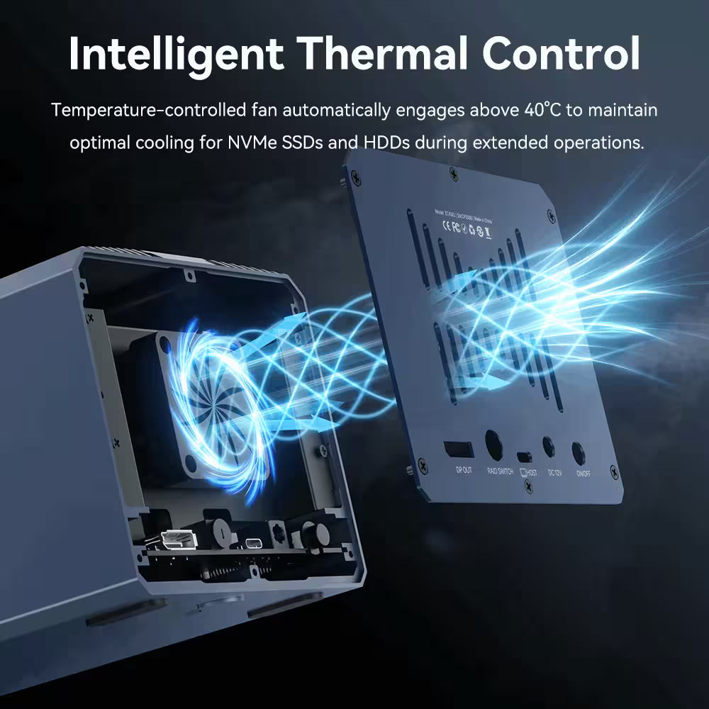 Acasis 40Gbps 4-Bay Hybrid HDD & NVMe SSD Enclosure – 2 HDD + 2 SSD