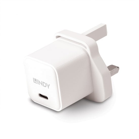Lindy 20W USB-C & USB-A/C Fast Chargers – UK Plug, Compact Travel Chargers