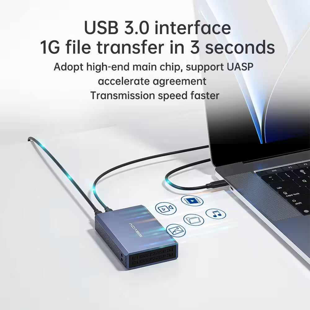 USB 3.0 interface device with laptop on a white background