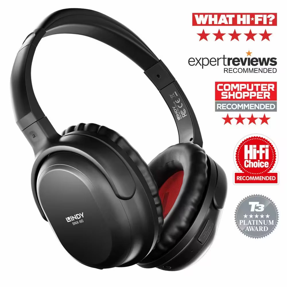 Lindy BNX-60 Wireless Active Noise Cancelling Headphones – aptX (Cool Grey / Matt Black)
