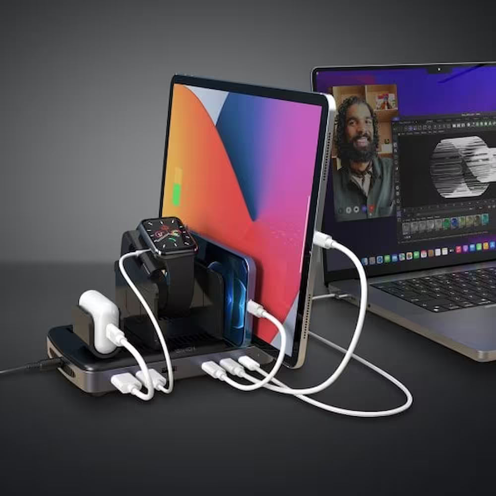 Lindy 160W 6-Port USB Charging Station – 3× USB-C & 3× USB-A Hub