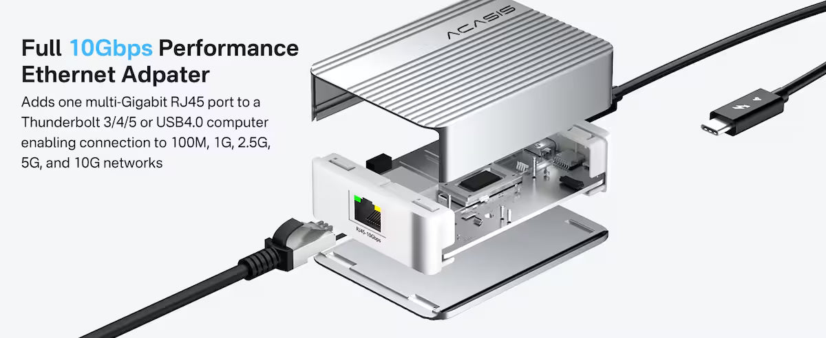 Acasis USB4/Thunderbolt 4-3 to 10GbE Adapter – High-Speed Ethernet