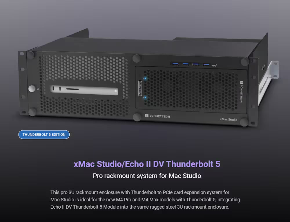 Sonnet Echo II DV Desktop – Dual‑Slot Thunderbolt 5 PCIe Expansion Chassis