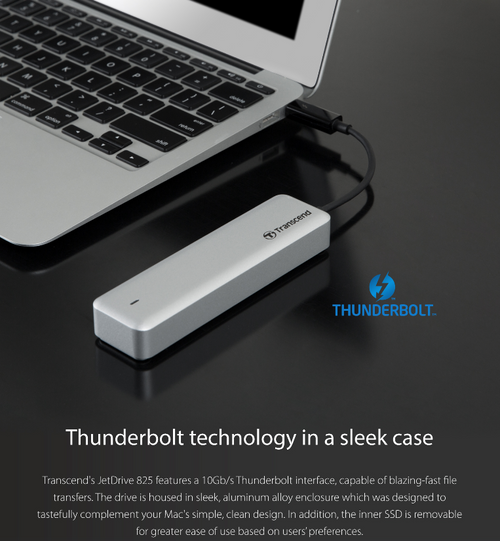 Transcend JetDrive 825 SSD kit with enclosure - works with any macOS for select Apple Mac from 2013 to current