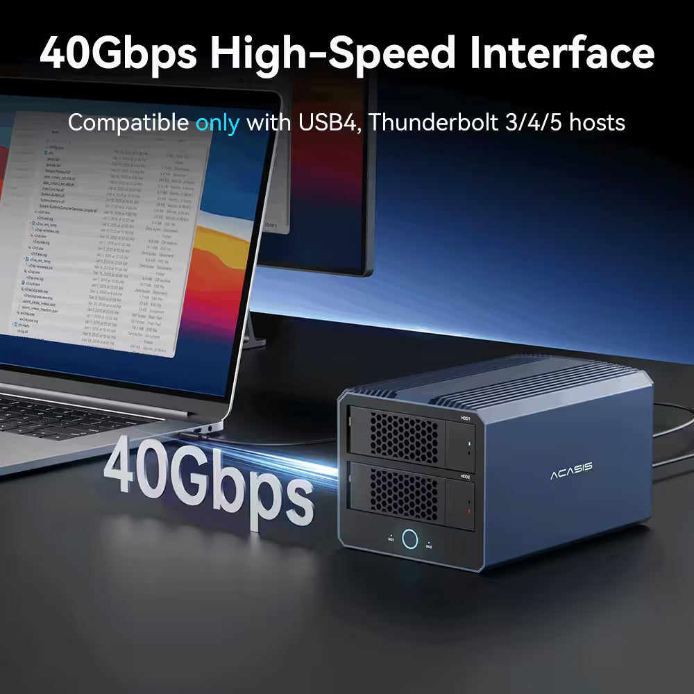 Acasis 40Gbps 4-Bay Hybrid HDD & NVMe SSD Enclosure – 2 HDD + 2 SSD