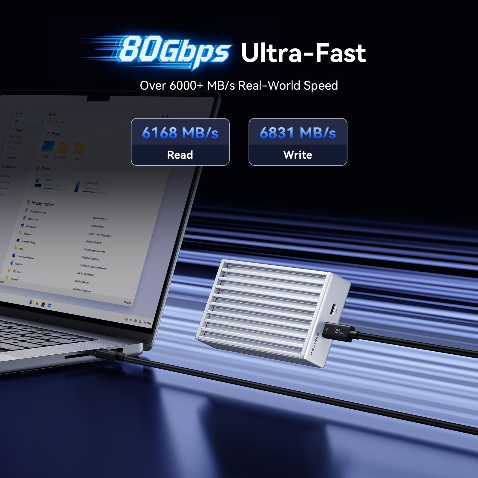 Acasis 80Gbps M.2 NVMe SSD Enclosure TB504Mini - hero product shot
