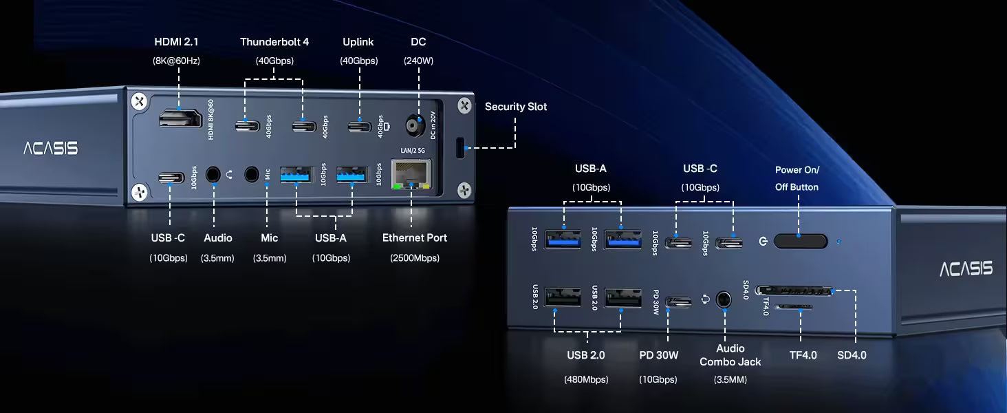 Acasis DS-9007 21-Port 40Gbps Thunderbolt 4 Docking Station