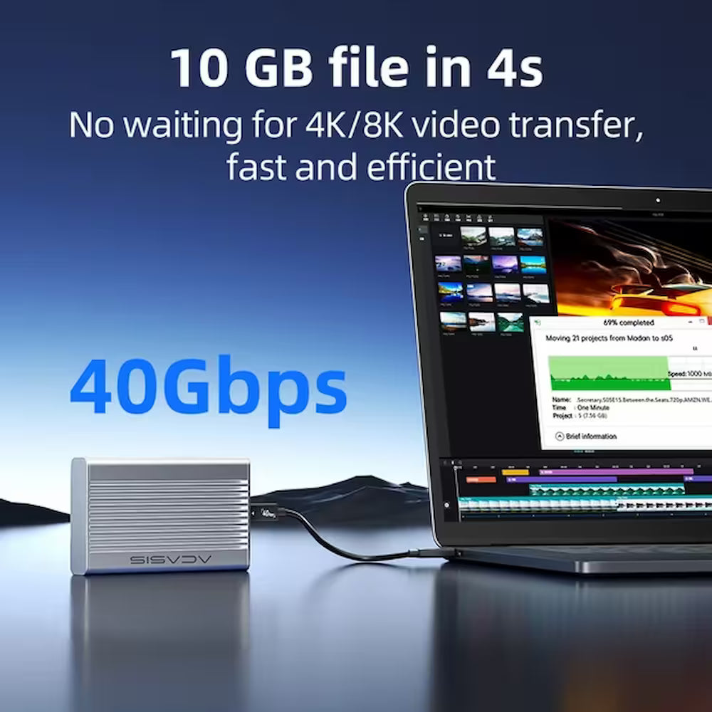 Acasis TB406Pro 40Gbps USB4 M.2 NVMe SSD Enclosure with Aluminum Fin Cooling