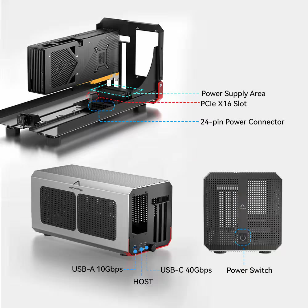 Acasis USB4 40Gbps eGPU Dock - External GPU Enclosure & Quad-Display Hub (Thunderbolt 3/4 Compatible)