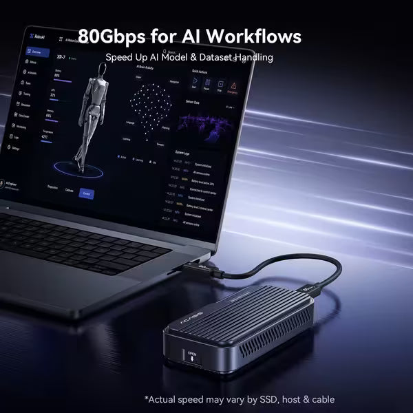 Acasis 80Gbps M.2 NVMe SSD Enclosure with Temp-Control Fan & PD Port (TB501 Max)