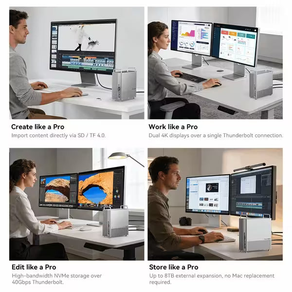 Acasis Mac mini M2/M1 Dock & Stand with two M.2 NVMe SSD slots Enclosure