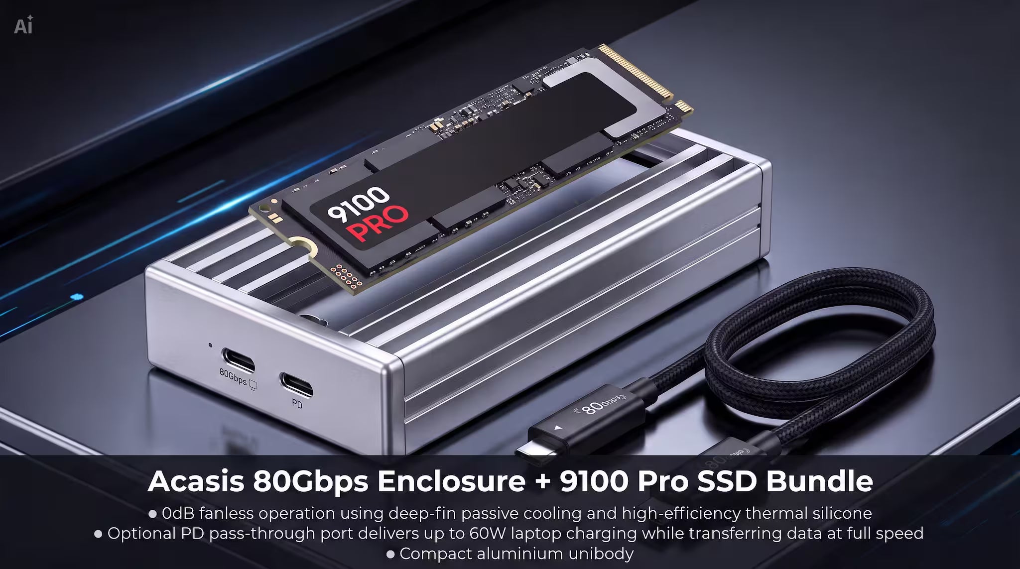 Acasis 80Gbps NVMe Enclosure + Samsung 9100 Pro PCIe Gen5 SSD Bundle