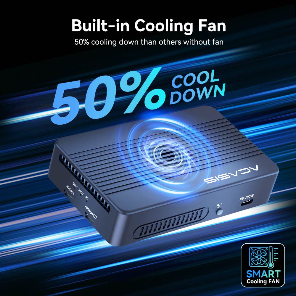 Acasis 40Gbps Dual NVMe SSD RAID Enclosure – Thunderbolt 3/4 & USB 4 – High-Speed Storage Solution