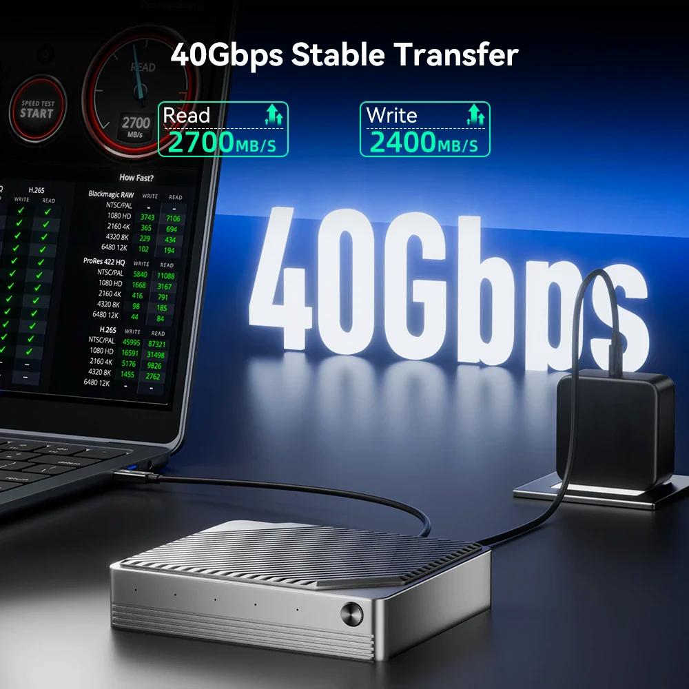 Acasis 40Gbps Thunderbolt 4 M.2 NVMe 4-Bay RAID SSD Enclosure with Cooling Fan