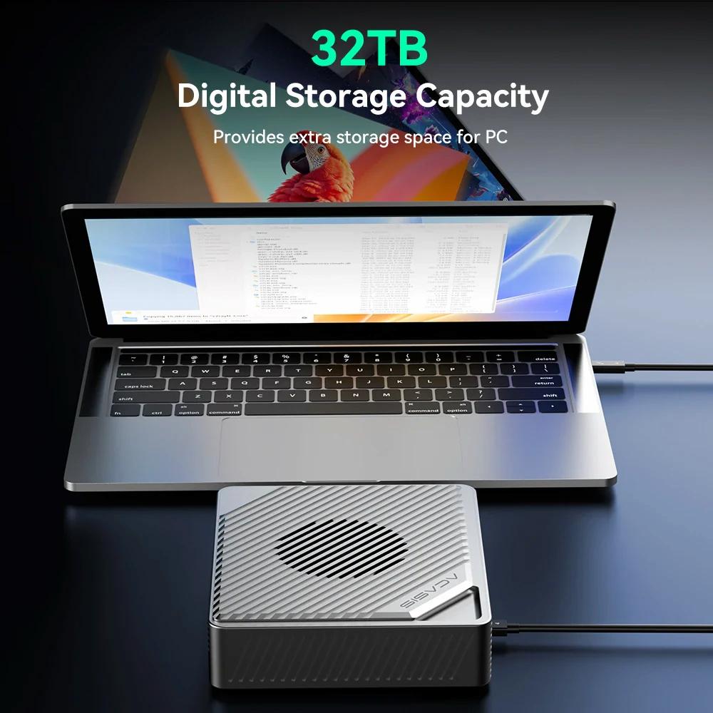 Acasis 40Gbps Thunderbolt 4 M.2 NVMe 4-Bay RAID SSD Enclosure with Cooling Fan
