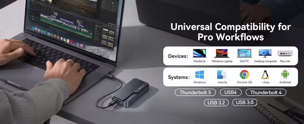 Acasis 80Gbps M.2 NVMe SSD Enclosure with Temp-Control Fan & PD Port (TB501 Max)