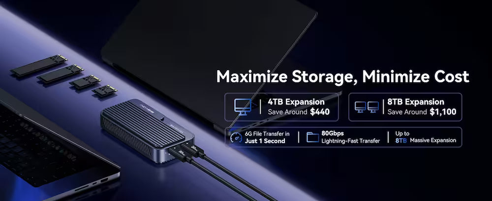 Acasis 80Gbps M.2 NVMe SSD Enclosure with Temp-Control Fan & PD Port (TB501 Max)