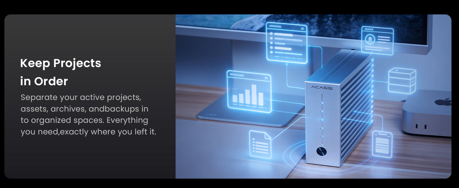 Acasis TB504 Pro keep projects in order on desk