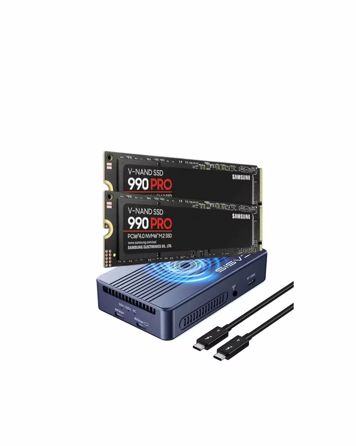 Acasis 40Gbps Dual NVMe External SSD with Samsung 990 Pro  – Thunderbolt 3/4 & USB4, Up to 16TB