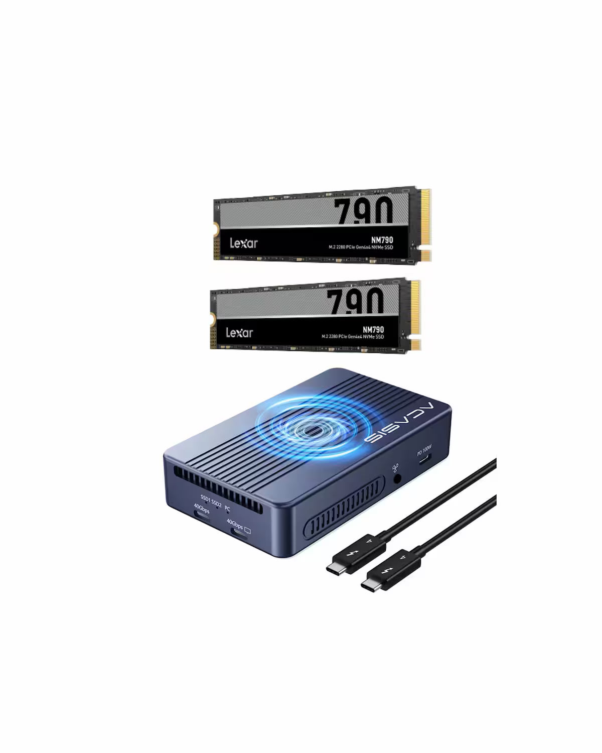 Acasis 40Gbps Dual NVMe External SSD with Lexar NM790 – Thunderbolt 3/4 & USB4, Up to 16TB