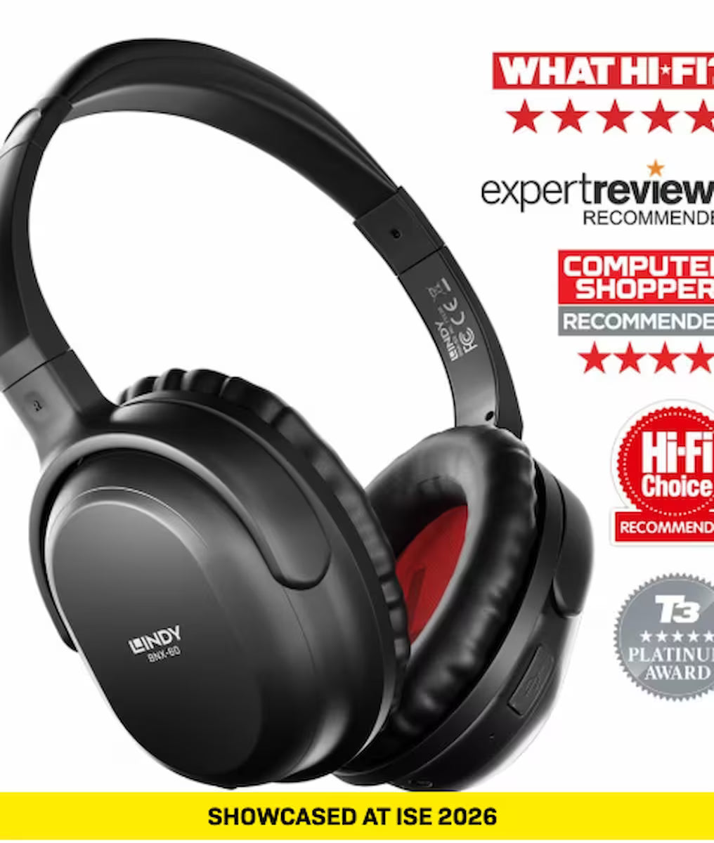 Lindy BNX-60 Wireless Active Noise Cancelling Headphones – aptX (Cool Grey / Matt Black)