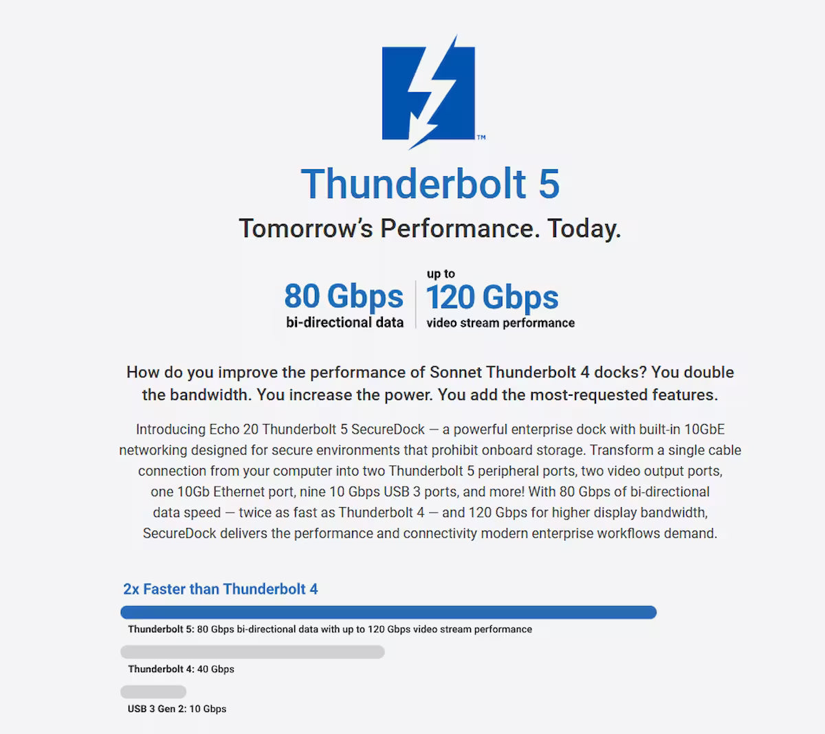 Sonnet Echo 21 Thunderbolt 5 SuperDock 10Gb Ethernet 140W Dock