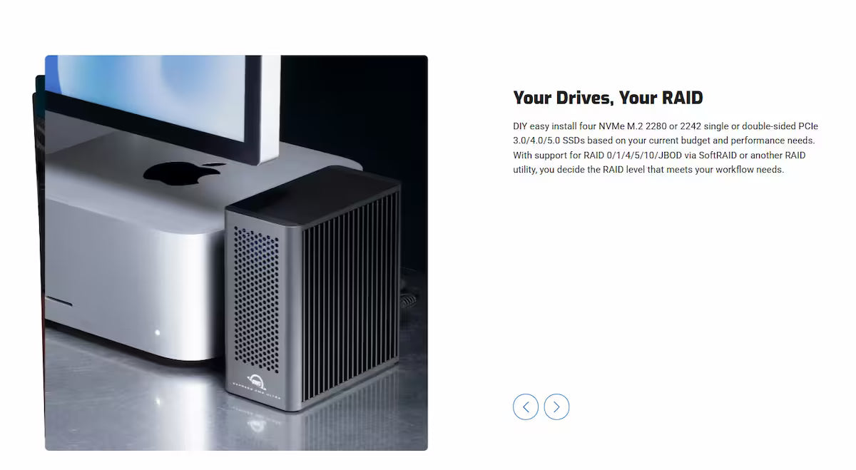OWC Express 4M2 Ultra Thunderbolt 5 NVMe SSD RAID Enclosure