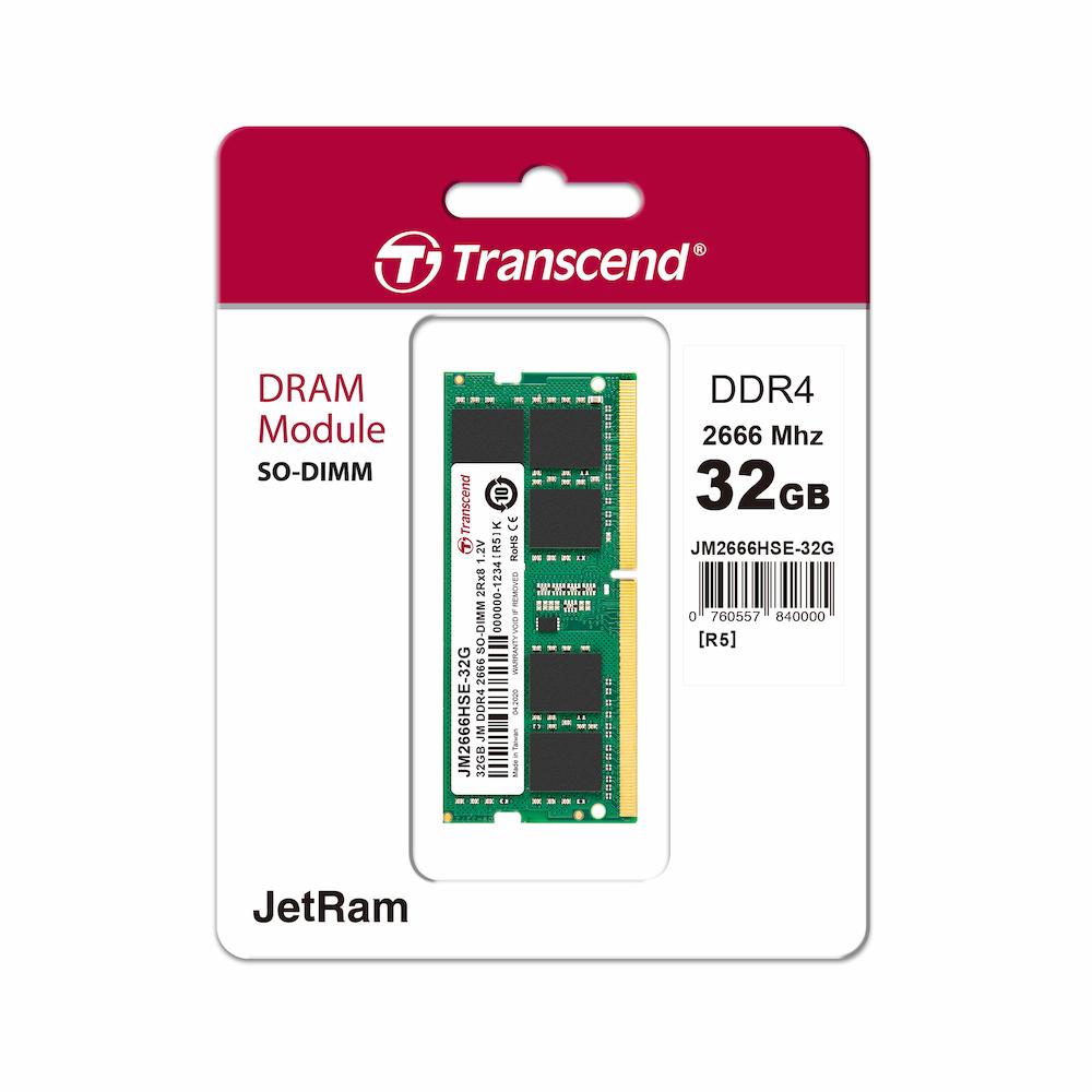 Transcend 32GB DDR4 PC4-21300 2666Mhz SO-DIMM CL19 1.2V