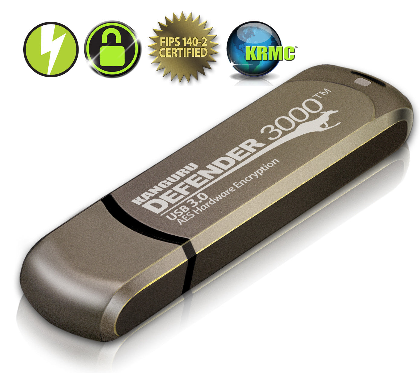 Kanguru Defender 3000 FIPS 140-3 Encrypted USB Flash Drive — Level 3 ...