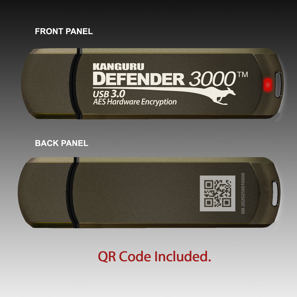 Kanguru Defender 3000 — QR code engraving customisation option