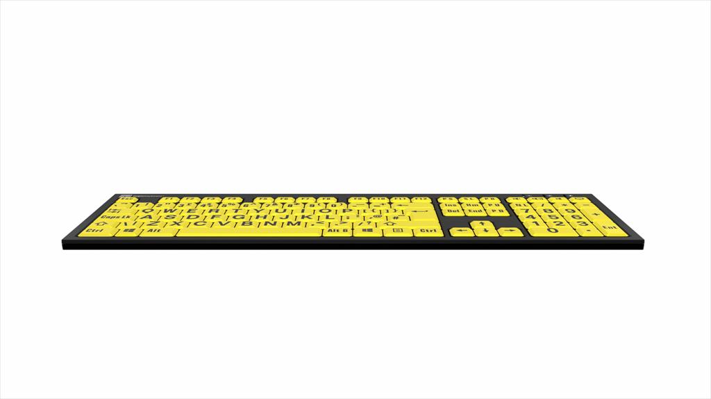 Large Print Black on Yellow NERO Slimline Keyboard for Windows