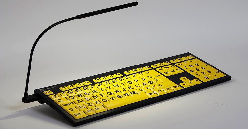 Large Print Black on Yellow NERO Slimline Keyboard for Windows